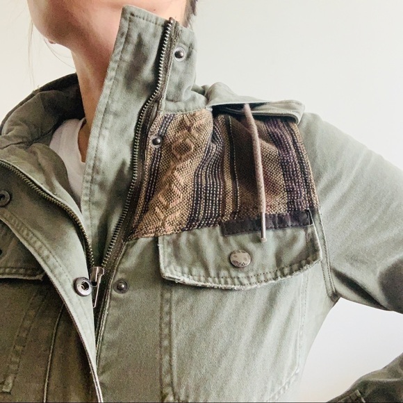 Triple 5 SOUL Y2K long green cargo zip military utility aztec boho 100% cotton - Picture 3 of 16